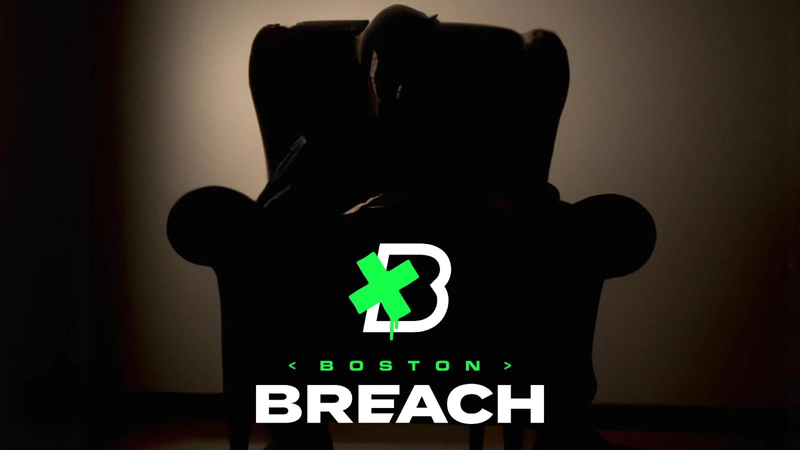 Silhouette of a man in an armchair with a Boston Breach logo in the middle