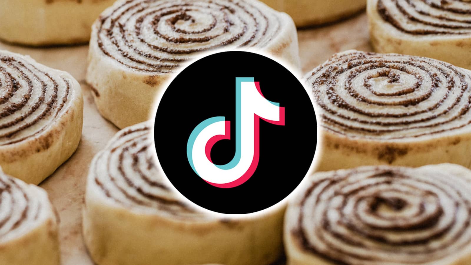 TikTok logo on cinnamon rolls