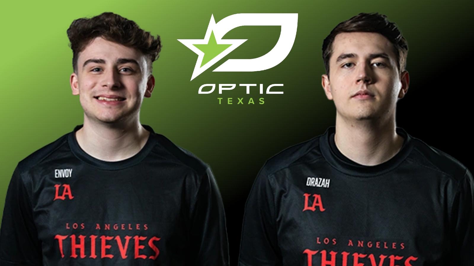 envoy and drazah in la thieves jerseys with optic texas background