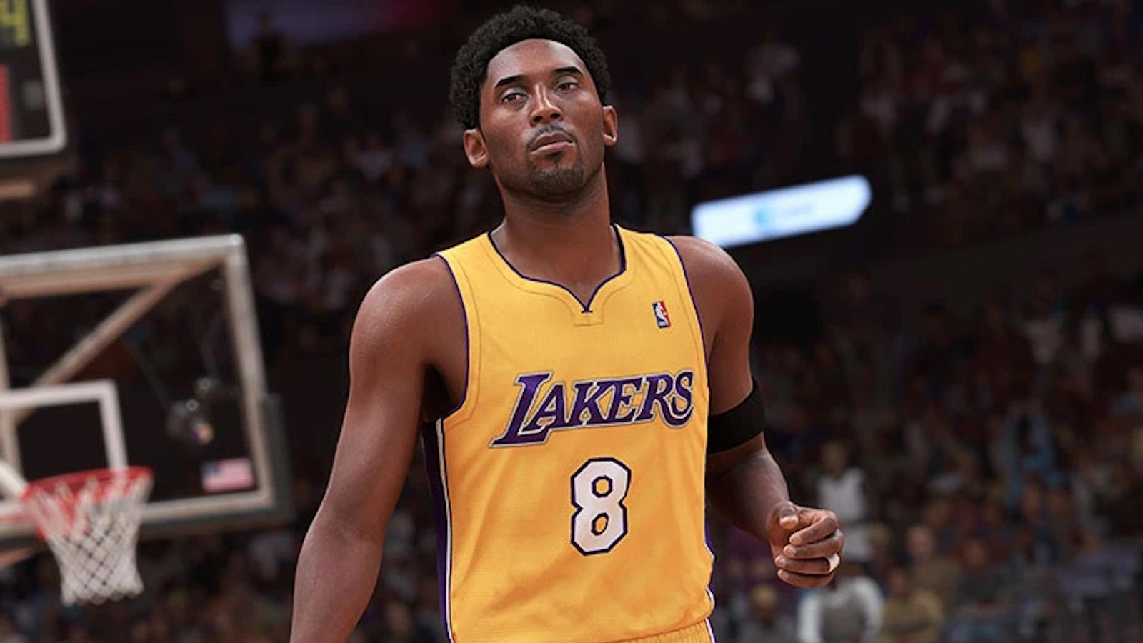 Classic Kobe Bryant wearing number 8 Lakers jersey in NBA 2K24.