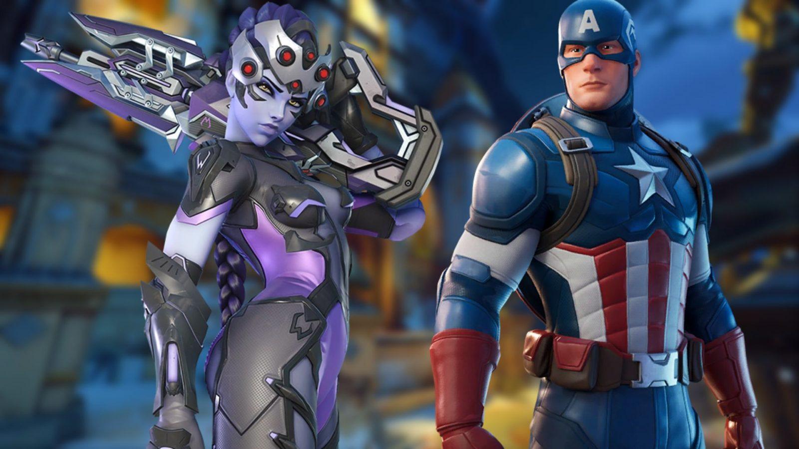 widowmaker and captain america in overwatch 2 and fortnite