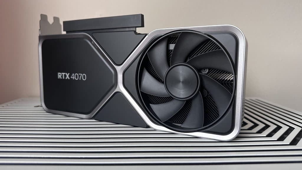 RTX 4070 founders edition on white background